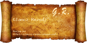 Glancz Rezső névjegykártya